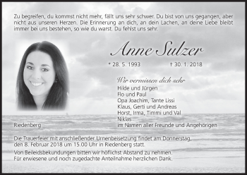 Anzeige von Anne Sulzer von MGO