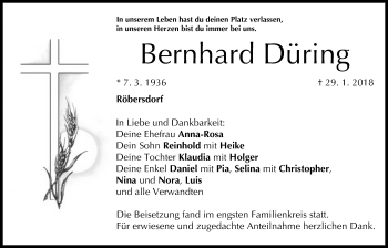 Anzeige von Bernhard Düring von MGO
