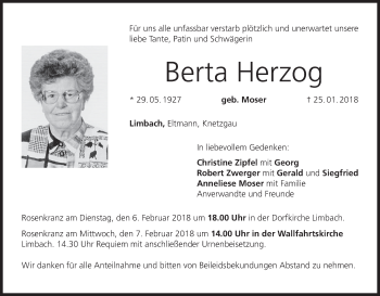 Anzeige von Berta Herzog von MGO
