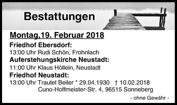 Anzeige von Bestattungen vom 19.02.2018 von MGO