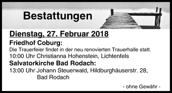 Anzeige von Bestattungen vom 27.02.2018 von MGO