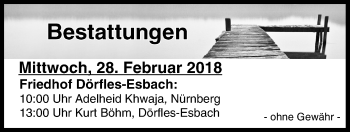 Anzeige von Bestattungen vom 28.02.2018 von MGO