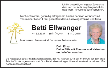 Anzeige von Betti Ellwanger von MGO
