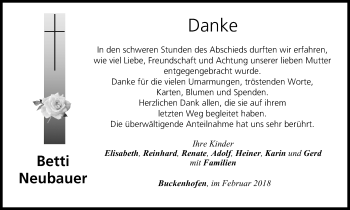 Anzeige von Betti Neubauer von MGO