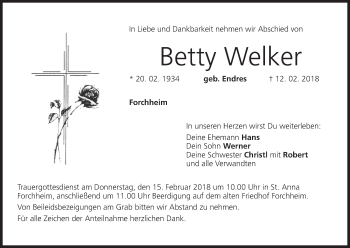 Anzeige von Betty Welker von MGO