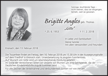 Anzeige von Brigitte Angles von MGO