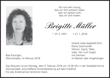 Anzeige von Brigitte Müller von MGO