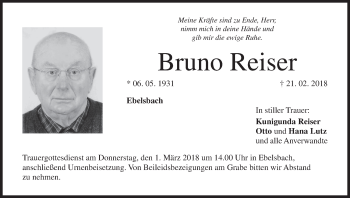 Anzeige von Bruno Reiser von MGO