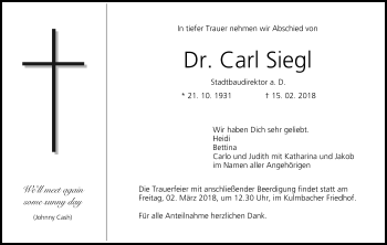Anzeige von Carl Siegl von MGO