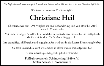 Anzeige von Christiane Heil von MGO