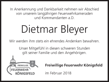 Anzeige von Dietmar Bleyer von MGO