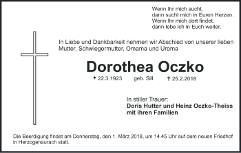 Anzeige von Dorothea Oczko von MGO