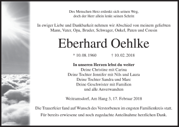 Anzeige von Eberhard Oehlke von MGO