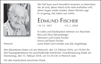 Anzeige von Edmund Fischer von MGO