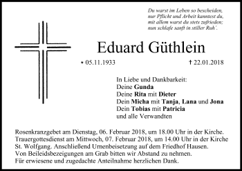 Anzeige von Eduard Güthlein von MGO