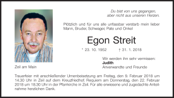 Anzeige von Egon Streit von MGO