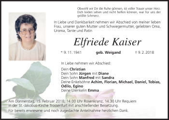 Anzeige von Elfriede Kaiser von MGO