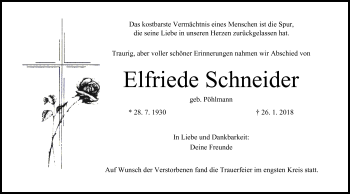 Anzeige von Elfriede Schneider von MGO