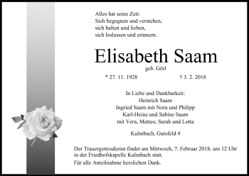 Anzeige von Elisabeth Saam von MGO