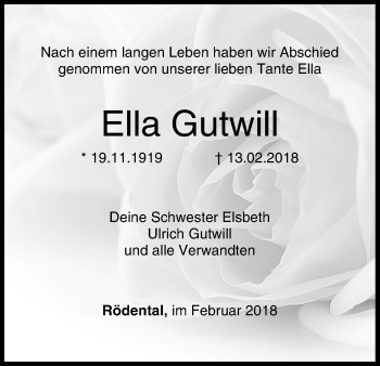 Anzeige von Ella Gutwill von MGO