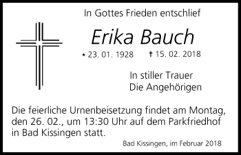 Anzeige von Erika Bauch von MGO