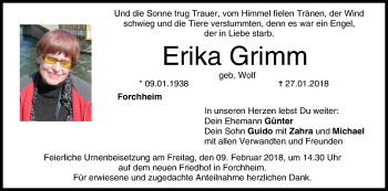 Anzeige von Erika Grimm von MGO