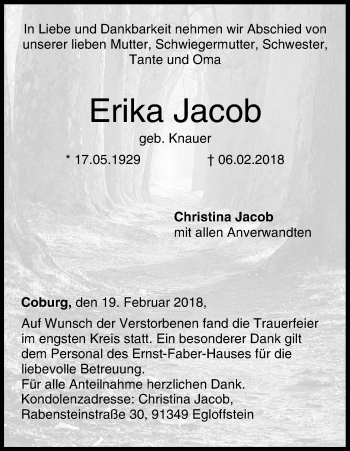 Anzeige von Erika Jacob von MGO