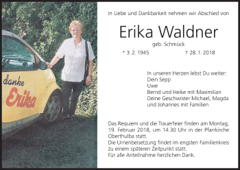 Anzeige von Erika Waldner von MGO