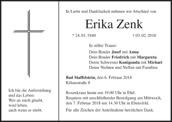Anzeige von Erika Zenk von MGO