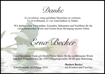 Anzeige von Erna Becker von MGO