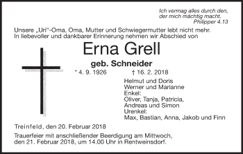 Anzeige von Erna Grell von MGO