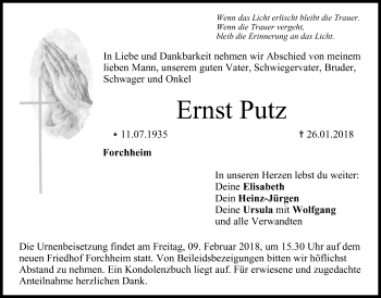 Anzeige von Ernst Putz von MGO