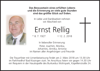 Anzeige von Ernst Rellig von MGO