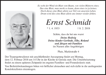 Anzeige von Ernst Schmidt von MGO
