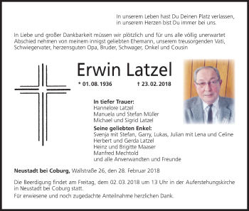 Anzeige von Erwin Latzel von MGO