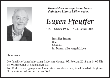 Anzeige von Eugen Pfeuffer von MGO