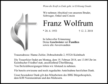 Anzeige von Franz Wolfrum von MGO