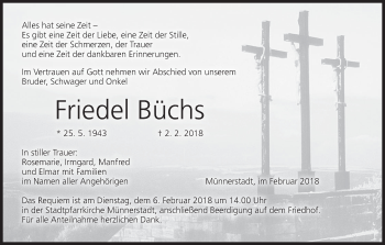 Anzeige von Friedel Büchs von MGO