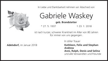 Anzeige von Gabriele Waskey von MGO
