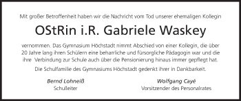 Anzeige von Gabriele Waskey von MGO