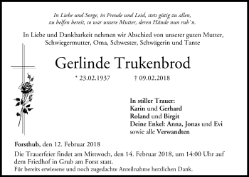 Anzeige von Gerlinde Trukenbrod von MGO