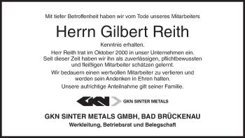 Anzeige von Gilbert Reith von MGO