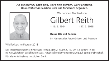 Anzeige von Gilbert Reith von MGO