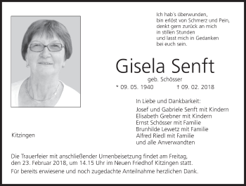 Anzeige von Gisela Senft von MGO