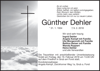 Anzeige von Günther Dehler von MGO