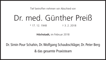 Anzeige von Günther Preiß von MGO