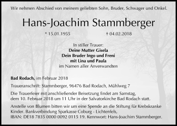 Anzeige von Hans-Joachim Stammberger von MGO