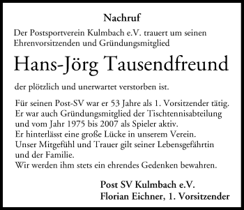 Anzeige von Hans-Jörg Tausendfreund von MGO