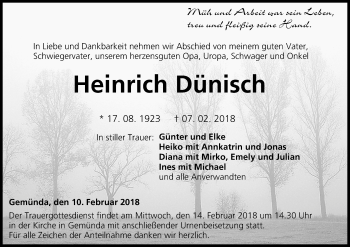Anzeige von Heinrich Dünisch von MGO