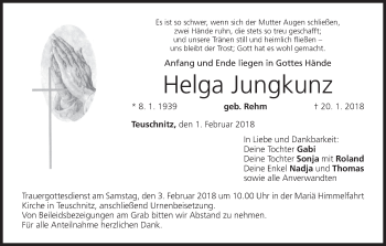 Anzeige von Helga Jungkunz von MGO
